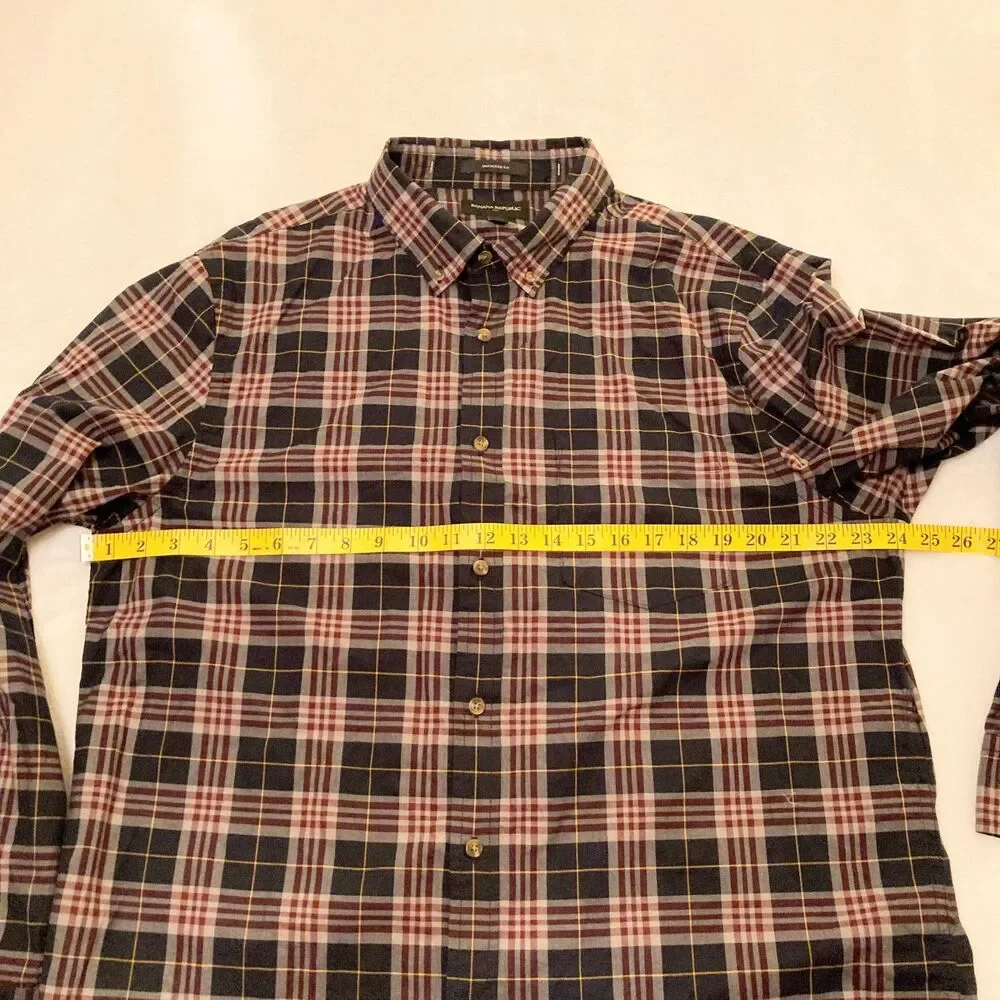 Banana Republic Plaid Button-Down Untucked Fit Shirt Men's Size XL EUC